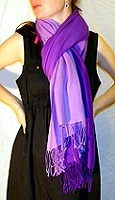 70% pashmina/30% silk fullsize shawl with ombre two-tone dying; $95 plus $7.50 for jacquard