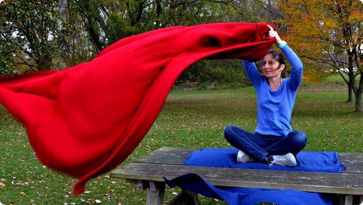 Gesar 100% pashmina (cashmere) travel shawl or meditation blanket in Tantric Crimson