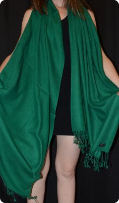  medium-size 100% pashmina twill shawl, emerald green (#Tmt-13)