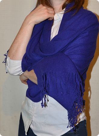  Sunrise Pashmina 100% cashmere shawl, twill weave,  tasseled fringe  in  Royal Dark Blue (#Tmt-53)