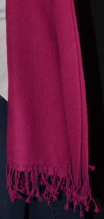  Sunrise Pashmina 100% cashmere shawl, twill weave,  tasseled fringe  in   Raspberry (#Tmt-47D)