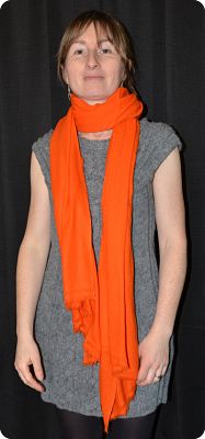  Sunrise Pashmina 100% cashmere shawl, twill weave,  ragged fringe  in  Mandarin Orange (#Tmr-84)