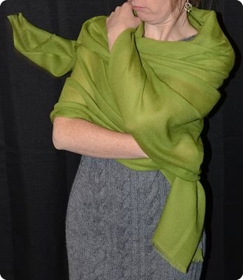 Sunrise Pashmina  (VIS #410) Peridot Green medium-size pumori shawl