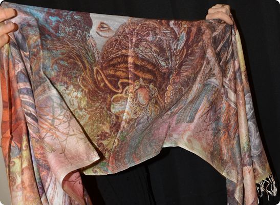   (#Mctdt-005) modal shawl with Marine Tresses print