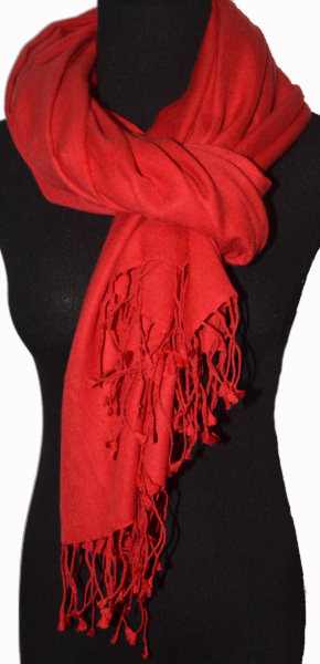 Empar is wearing a fullsize Ama Dablam shawl in Scarlet (#ADf-025) 