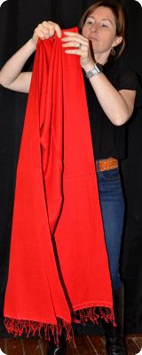 (ADmt-024) Medium size Sunrise Pashmina 70% cashmere /30% silk shawl, Scarlet,   tasseled fringe