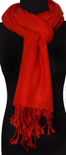 Empar is wearing a full size Sagarmatha shawl in Scarlet, SFT-024