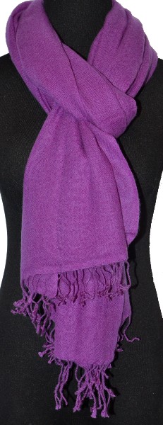 Empar is wearing a full size Sagarmatha shawl in Dark Lilac, SFT-031D