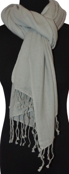 Empar is wearing a full size Sagarmatha shawl in  Dove Gray, SFT-032LL