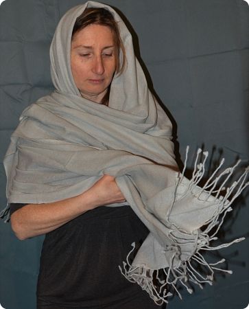 (VIS #Sft-32LL) Sunrise Pashmina 100% cashmere shawl,  Dove Gray, basic weave,  tasseled fringe