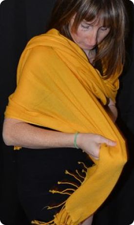 Sunrise Pashmina 100% cashmere shawl, twill weave,  tasseled fringe  in Sunflower (#Tmt-59)