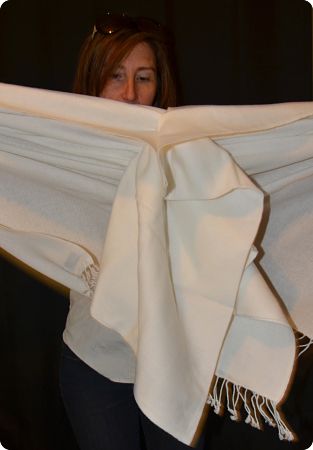  Sunrise Pashmina 100% cashmere shawl, twill weave,  tasseled fringe  in White (#Tmt-wh)