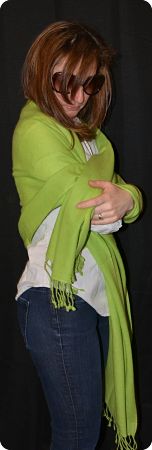  Sunrise Pashmina 100% cashmere shawl, twill weave,  tasseled fringe  in  Macaw Green (#Tmt-9)